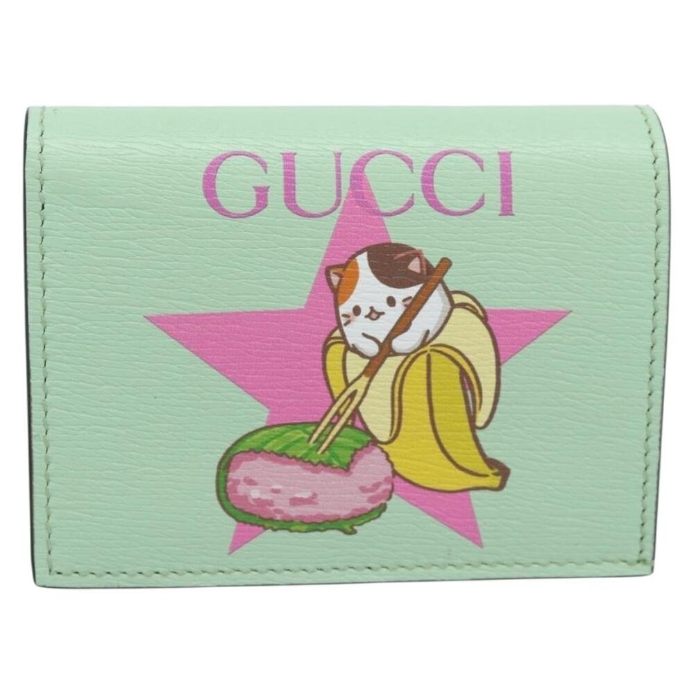 Gucci Leather Bananya Compact Wallet Green